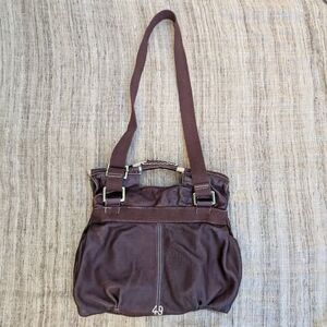 49 Square Miles Brown Leather Large Shoulder Tote Bag Y2K Purse